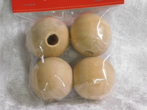 Wood Beads Raw Round 35mm x 4pcs